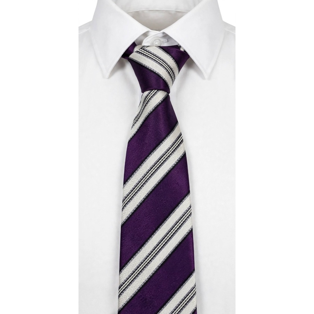 Donald J Trump Necktie Mens XL Purple Striped Excellent Silk Signature Tie